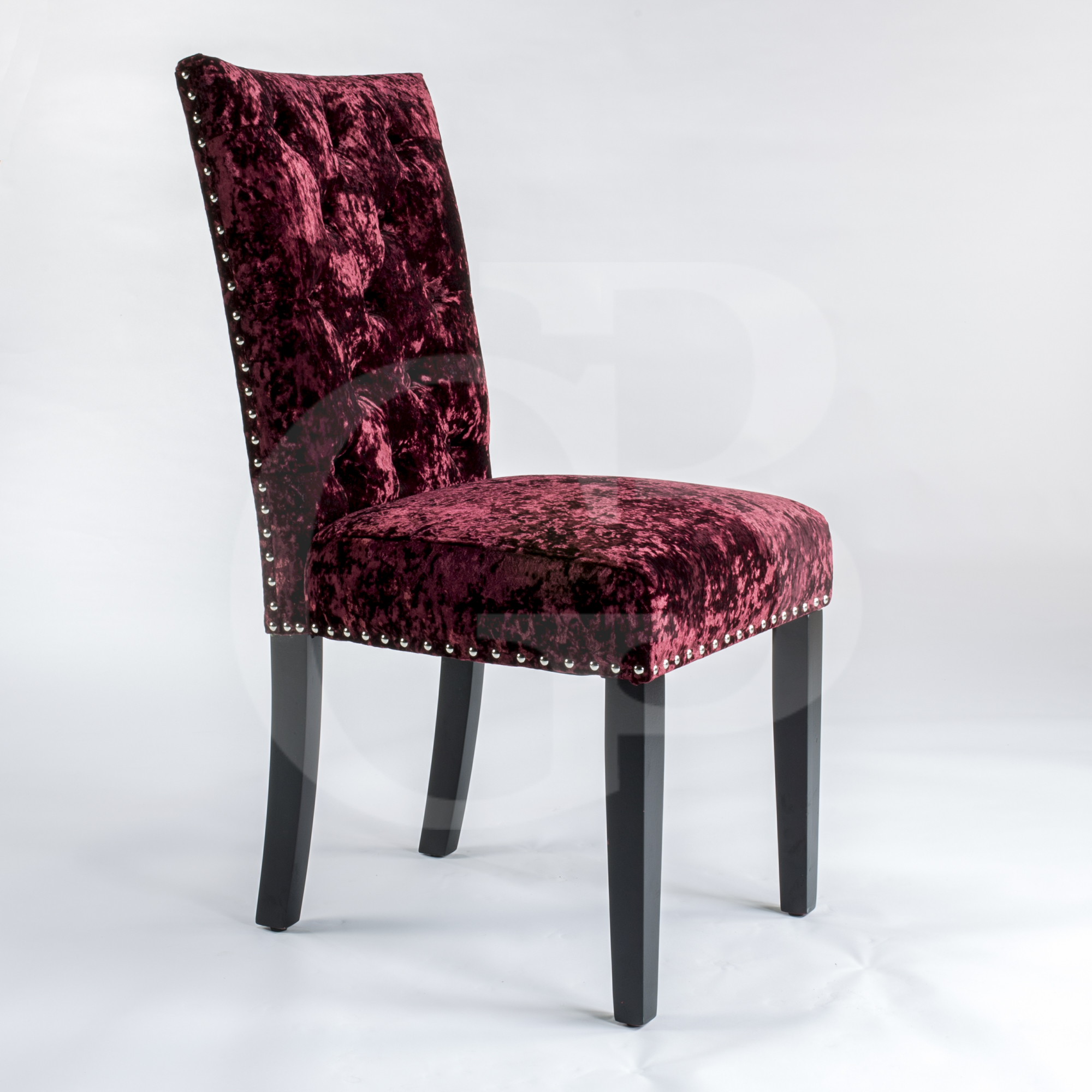 Pair of New Upholstered Premium Red Crushed Velvet Dining Chairs EGB76