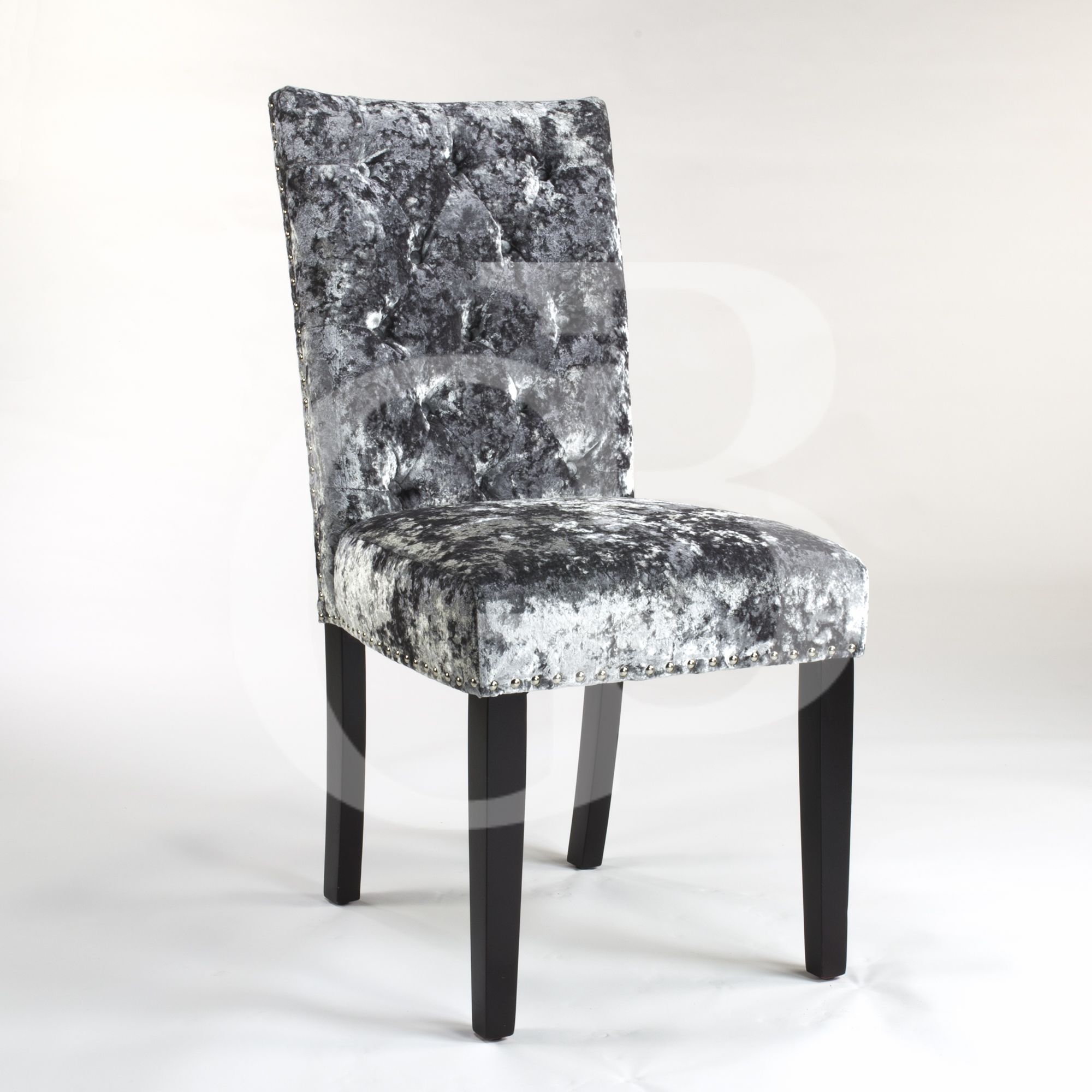 Silver crushed velvet dining chairs
